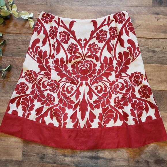 Ann Taylor Petites Damask Silk Blend A-Line Knee Length Career Skirt 4P - Picture 1 of 10